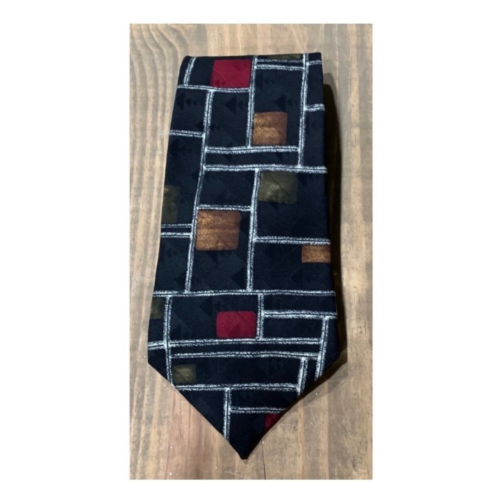 Robert Talbott Mens Tie Geometric dark academia Abstract Vintage Retro 90s Silk